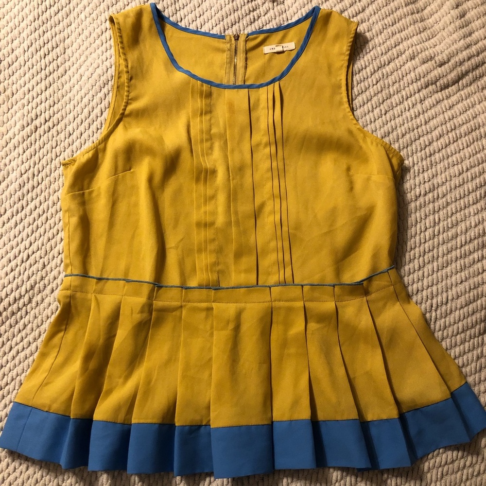 Blue and Gold Zipper Back Top